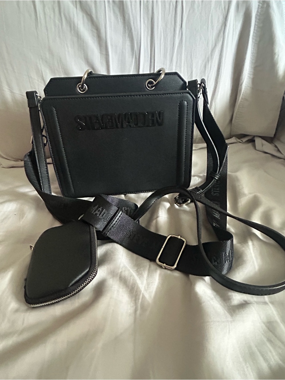 Steve Madden Black Structured Crossbody with Detachable Pouch - NEVER USED